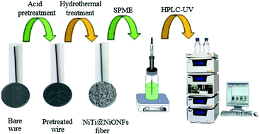 Graphical abstract: Morphology, composition and selectivity of nickel/titanium oxide nanoflakes grown on a superelastic nickel/titanium alloy fiber substrate for highly efficient solid-phase microextraction of aromatic compounds