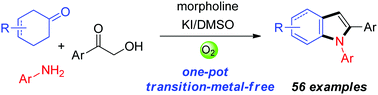 Graphical abstract: Regioselective three-component synthesis of 1,2-diarylindoles from cyclohexanones, α-hydroxyketones and anilines under transition-metal-free conditions