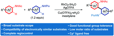 Graphical abstract: General rhodium-catalyzed oxidative cross-coupling reactions between anilines: synthesis of unsymmetrical 2,2′-diaminobiaryls