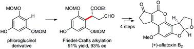 Graphical abstract: Organocatalytic enantioselective direct alkylation of phloroglucinol derivatives: asymmetric total synthesis of (+)-aflatoxin B2