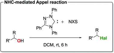 Graphical abstract: Promotion of Appel-type reactions by N-heterocyclic carbenes