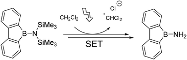 Graphical abstract: Photo electron transfer induced desilylation of N,N-bis(trimethylsilyl)aminodibenzoborole to aminodibenzoborole