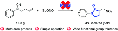 Graphical abstract: Intramolecular nitration–aminocarbonylation of unactivated olefins: metal-free synthesis of γ-lactams