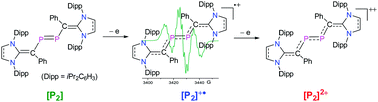 Graphical abstract: Diphosphene radical cations and dications with a π-conjugated C2P2C2-framework