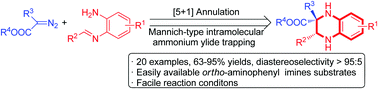 Graphical abstract: A highly diastereoselective [5+1] annulation to 2,2,3-trisubstituted tetrahydroquinoxalines via intramolecular Mannich-type trapping of ammonium ylides