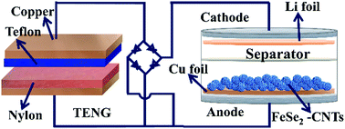 Graphical abstract: FeSe2/carbon nanotube hybrid lithium-ion battery for harvesting energy from triboelectric nanogenerators