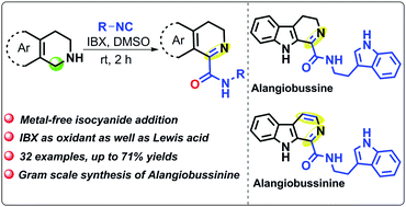 Graphical abstract: IBX-mediated oxidative addition of isocyanides to cyclic secondary amines: total syntheses of alangiobussine and alangiobussinine