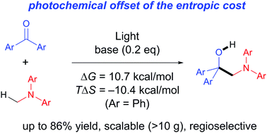 Graphical abstract: Endergonic addition of N-methylamines to aromatic ketones driven by photochemical offset of the entropic cost
