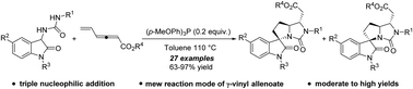 Graphical abstract: Phosphine-catalyzed (3+2)/(2+3) sequential annulation involving a triple nucleophilic addition reaction of γ-vinyl allenoates