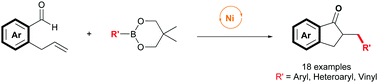 Graphical abstract: Nickel-catalyzed exo-selective hydroacylation/Suzuki cross-coupling reaction