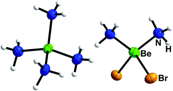 Graphical abstract: Preparation and crystal structures of the beryllium ammines [Be(NH3)4]X2 (X = Br, I, CN, SCN, N3) and Be(NH3)2X'2 (X' = Cl, Br, I)