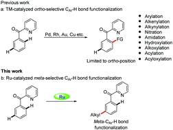 Graphical abstract: Ruthenium-catalyzed meta-C–H bond alkylation of aryl 2-pyridyl ketones