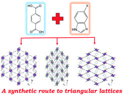 Graphical abstract: Two-dimensional magnetic materials of cobalt(ii) triangular lattices constructed by a mixed benzimidazole–dicarboxylate strategy