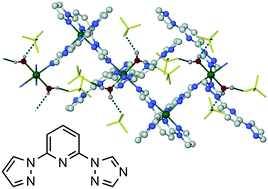 Graphical abstract: An iron(ii) coordination polymer of a triazolyl tris-heterocycle showing a spin state conversion triggered by loss of lattice solvent
