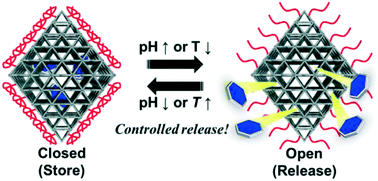 Graphical abstract: Metal–organic framework tethering pH- and thermo-responsive polymer for ON–OFF controlled release of guest molecules