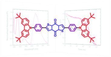 Graphical abstract: Red-shifted delayed fluorescence at the expense of photoluminescence quantum efficiency – an intramolecular charge-transfer molecule based on a benzodithiophene-4,8-dione acceptor