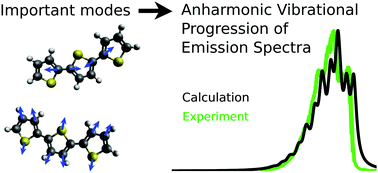 Graphical abstract: Vibrationally resolved emission spectra of luminescent conjugated oligothiophenes from anharmonic calculations