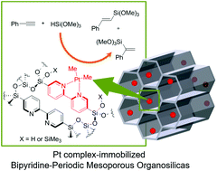 Graphical abstract: Heterogeneous hydrosilylation reaction catalysed by platinum complexes immobilized on bipyridine-periodic mesoporous organosilicas