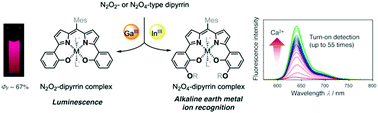 Graphical abstract: Efficient luminescent properties and cation recognition ability of heavy group 13 element complexes of N2O2- and N2O4-type dipyrrins