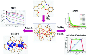 Graphical abstract: The role of 3d–4f exchange interaction in SMM behaviour and magnetic refrigeration of carbonato bridged CuII2LnIII2 (Ln = Dy, Tb and Gd) complexes of an unsymmetrical N2O4 donor ligand