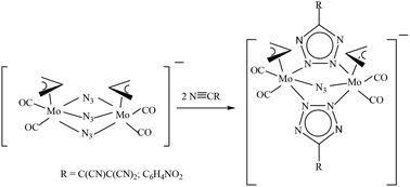 Graphical abstract: [3 + 2] cycloaddition of azido-bridged molybdenum(ii) complex with nitriles and alkynes