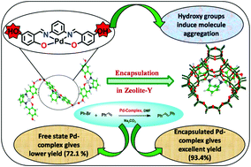 Graphical abstract: An insight into the catalytic activity of palladium Schiff-base complexes towards the Heck coupling reaction: routes via encapsulation in zeolite-Y