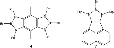 Graphical abstract: Syntheses and structures of benzo-bis(1,3,2-diazaboroles) and acenaphtho-1,3,2-diazaboroles