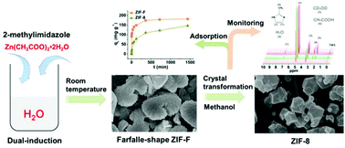 Graphical abstract: The solvent and zinc source dual-induced synthesis of a two dimensional zeolitic imidazolate framework with a farfalle-shape and its crystal transformation to zeolitic imidazolate framework-8