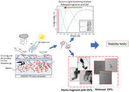Graphical abstract: Polypropylene–MWCNT composite degradation, and release, detection and toxicity of MWCNTs during accelerated environmental aging