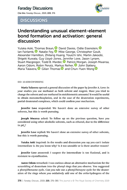 Understanding unusual element-element bond formation and activation: general discussion