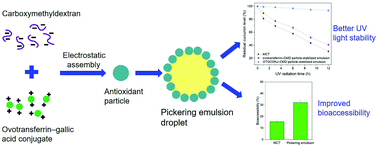 Graphical abstract: Curcumin-loaded Pickering emulsion stabilized by insoluble complexes involving ovotransferrin–gallic acid conjugates and carboxymethyldextran