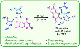Graphical abstract: Metal-free and benign approach for the synthesis of dihydro-5′H-spiro[benzo[c]chromene-8,4′-oxazole]-5′,6(7H)-dione scaffolds as masked amino acids