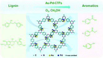 Graphical abstract: Au–Pd alloy cooperates with covalent triazine frameworks for the catalytic oxidative cleavage of β-O-4 linkages
