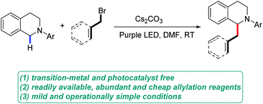 Graphical abstract: Photocatalyst- and transition-metal-free α-allylation of N-aryl tetrahydroisoquinolines mediated by visible light