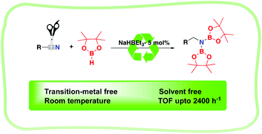 Graphical abstract: Transition metal- and solvent-free double hydroboration of nitriles