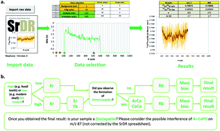 Graphical abstract: Fast offline data reduction of laser ablation MC-ICP-MS Sr isotope measurements via an interactive Excel-based spreadsheet ‘SrDR’