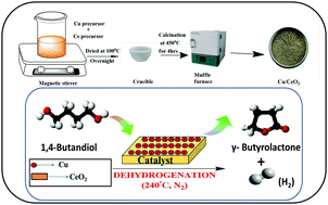 Graphical abstract: The selectively regulated vapour phase dehydrogenation of 1,4-butanediol to γ-butyrolactone employing a copper-based ceria catalyst