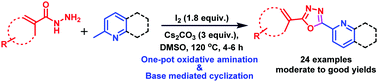 Graphical abstract: Iodine-promoted one-pot synthesis of 1,3,4-oxadiazole scaffolds via sp3 C–H functionalization of azaarenes