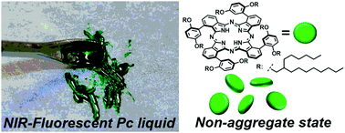 Graphical abstract: A near-infrared fluorescent phthalocyanine liquid developed through controlling intermolecular interactions