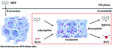 Graphical abstract: Hierarchical porous HPW/titania–silica material with superior adsorption-catalytic oxidation activity for multi-ring thiophenic sulfur compounds