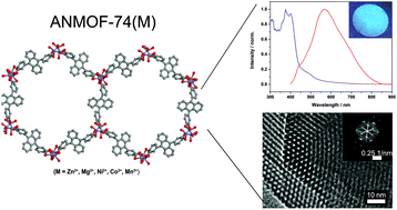 Graphical abstract: A highly crystalline anthracene-based MOF-74 series featuring electrical conductivity and luminescence