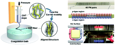 Graphical abstract: Carbon nanotube fibers with enhanced longitudinal carrier mobility for high-performance all-carbon thermoelectric generators