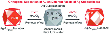 Graphical abstract: Orthogonal deposition of Au on different facets of Ag cuboctahedra for the fabrication of nanoboxes with complementary surfaces