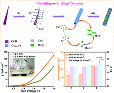 Graphical abstract: A one-pot “shielding-to-etching” strategy to synthesize amorphous MoS2 modified CoS/Co0.85Se heterostructured nanotube arrays for boosted energy-saving H2 generation