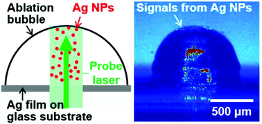 Graphical abstract: Clear observation of the formation of nanoparticles inside the ablation bubble through a laser-induced flat transparent window by laser scattering