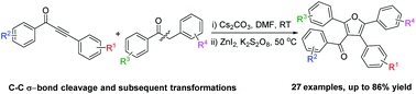 Graphical abstract: Transition-metal-free C–C σ-bond activation of α-aryl ketones and subsequent Zn-catalyzed intramolecular cyclization: synthesis of tetrasubstituted furans