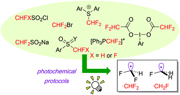 Graphical abstract: Recent progress in photochemical radical di- and mono-fluoromethylation