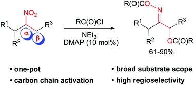 Graphical abstract: Tandem double acylation/[3,3]-rearrangement of aliphatic nitro compounds: a route to α-oxygenated oxime derivatives