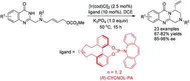 Graphical abstract: Iridium-catalyzed intramolecular enantioselective allylation of quinazolin-4(3H)-one derivatives
