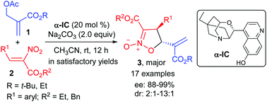 Graphical abstract: Catalytic asymmetric (4 + 1) annulation of nitroalkenes with allylic acetates: stereoselective synthesis of isoxazoline N-oxides